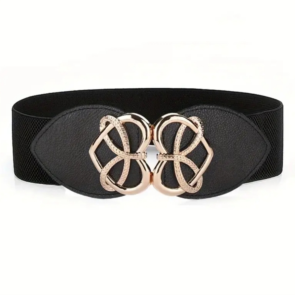 Elegant‎ Black and Gold Elastic Women's Belt One Size